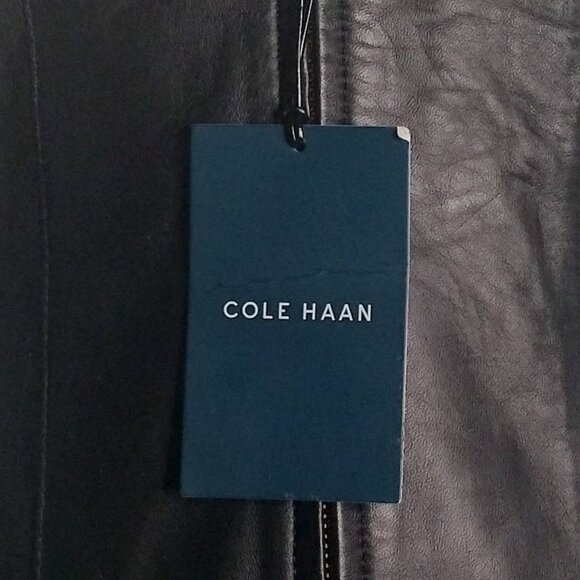 Cole Haan Women's Size S Black Wing Collar Smooth Leather Jacket - Picture 6 of 6